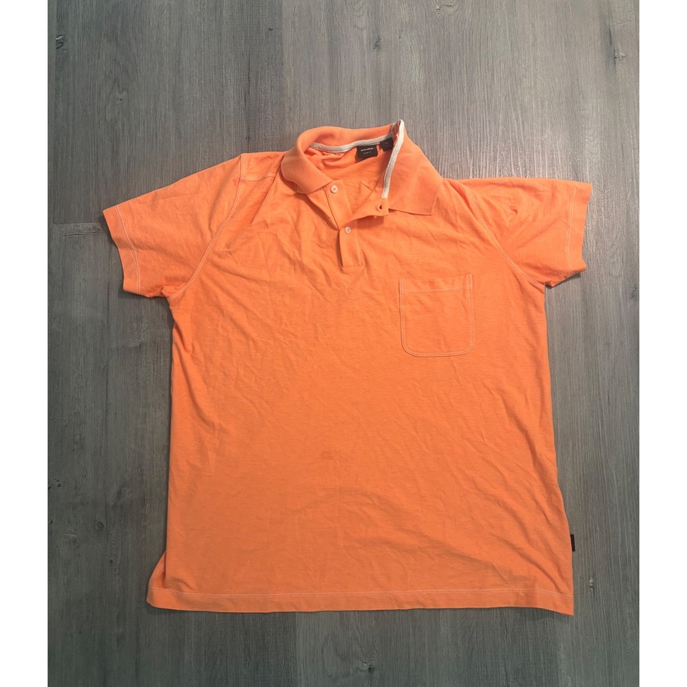 Hugo Boss Polo Shirt Mens L Orange Slim Fit Cotton Chest Pocket Short Sleeve